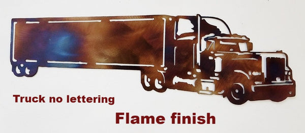 Semi Truck with trailer metal wall art. Metal Semi Truck and Trailer wall decor