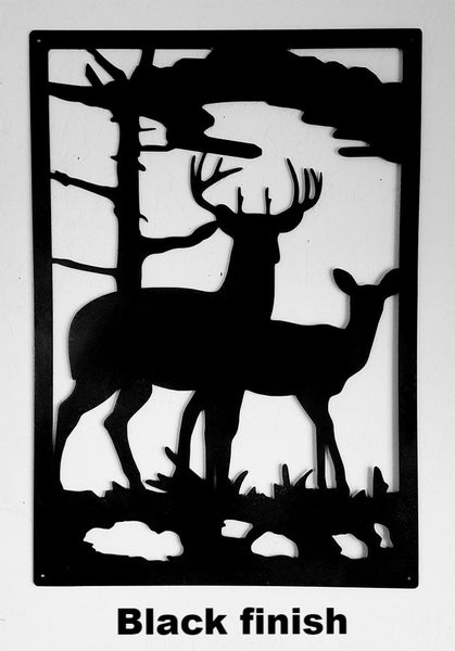 Deer & Doe Metal Wildlife Scene. Gate Insert or Wall Art horseflymetalart.com