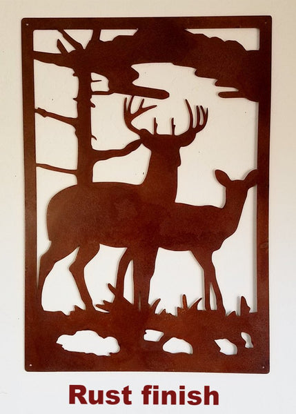 Metal Deer & Doe Wildlife Scene. Gate Insert or Wall Art horseflymetalart.com