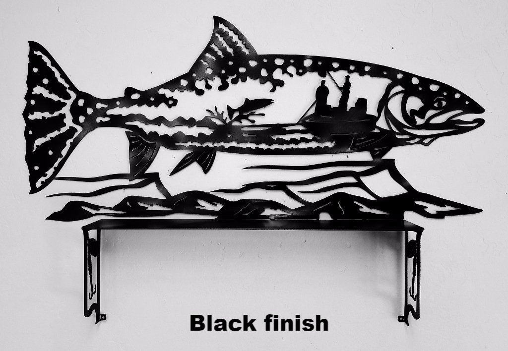 Trout & Shelf metal wall art silhouette Fish wall hanging Wildlife art –  HORSEFLY METAL WORKS LLC