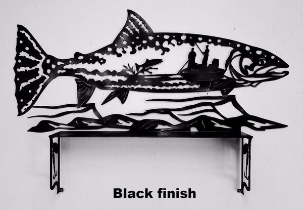 Fish & shelf metal wall art. Fish Wildlife wall hanging. Trout wall art horseflymetalart.com