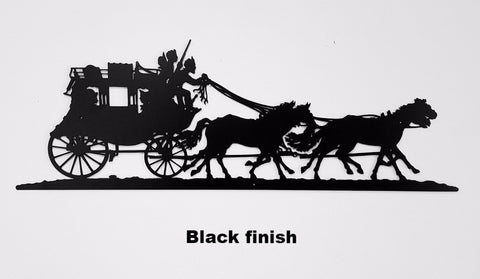 Metal Stagecoach wall art. Western Stagecoach wall art horseflymetalart.com