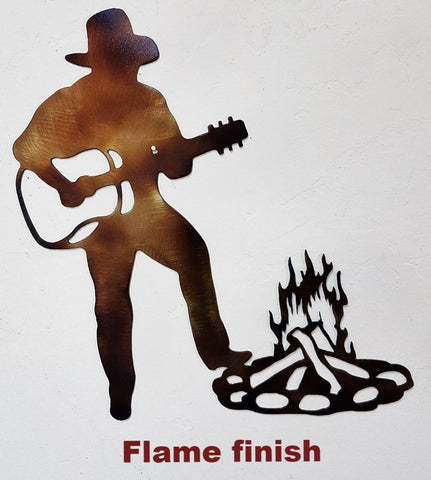 Cowboy and Guitar metal wall art. Western Cowboy metal wall art
