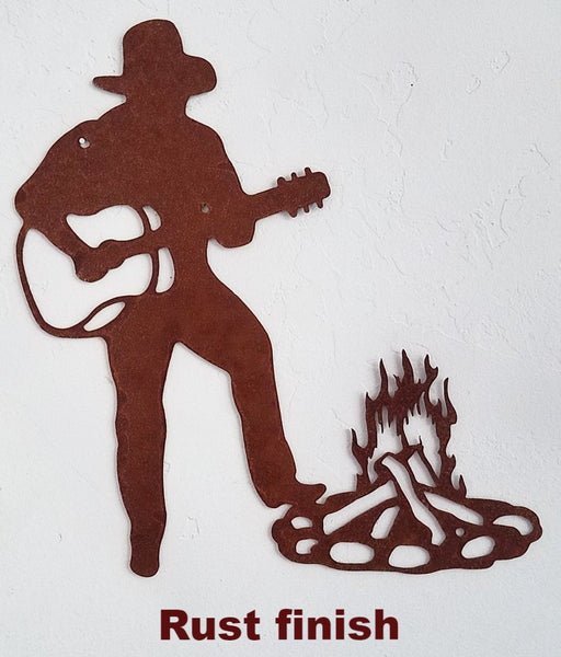 Cowboy and Guitar metal wall art. Western Cowboy metal wall art. Cowboy metal wall hanging