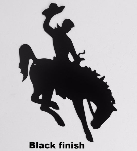 Wyoming Cowboy wall art. Cowboy Metal wall hanging horseflymetal.com