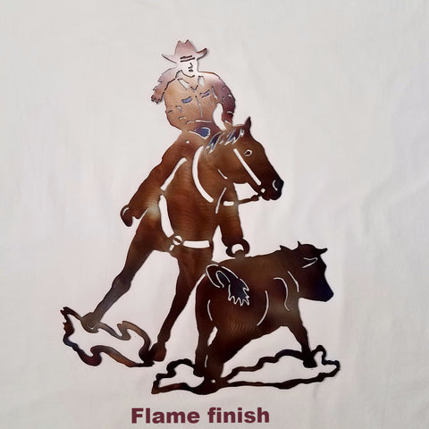 Cutting Horse & Cowgirl metal wall art. Cutting Horse metal Wall Art horseflymetal.com