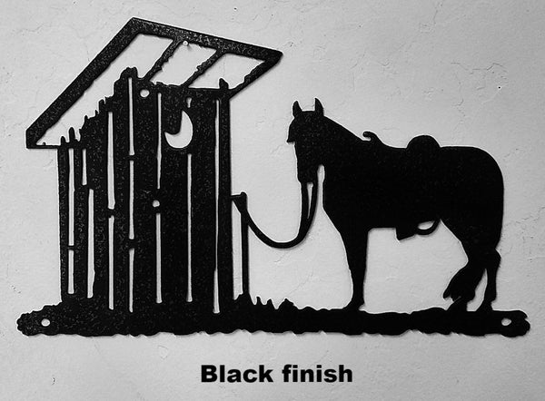 Horse Metal Wall Hanging. Horse & Outhouse Metal Wall Art