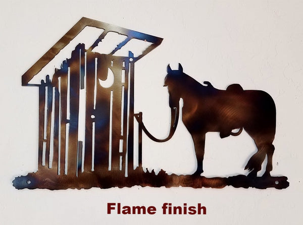 Horse & Outhouse metal wall hanging. Horse wall art silhouette horseflymetalart.com