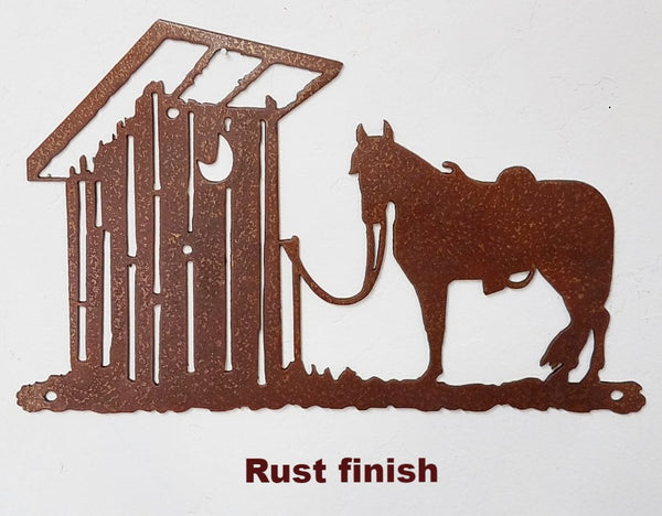 Horse Metal Wall Hanging. Horse & Outhouse Metal Wall Art