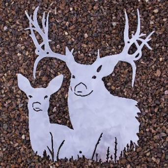 Buck & Doe metal Wildlife wall art silhouette. Deer wall hanging  horseflymetalart.com
