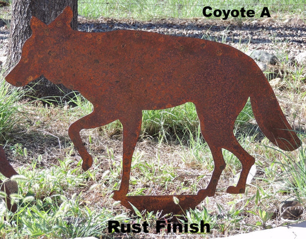 Coyote Family Yard Art. Metal Coyote Silhouette