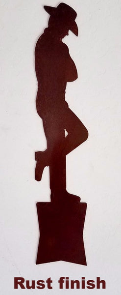 Sleeping Cowboy metal garden art. Sleeping Cowboy Metal Yard and Lawn Art Silhouette
