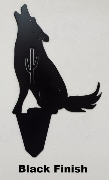 Coyote Metal Yard Art. Southwest Metal Coyote Yard Art Silhouettes. Metal Howling Coyote Yard Art 