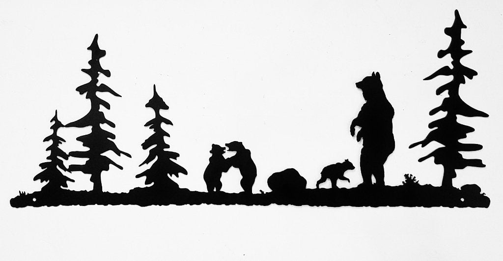 Bear and Cubs metal wall art silhouette